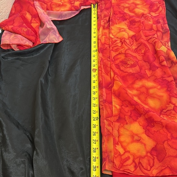 Funky Flowy Watercolor Warm Color Wide-Leg Sheer  Pants by Night Lights, Size 4 - Picture 9 of 9
